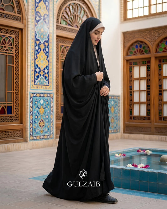 Premium Traditional Irani Chadar with Front Zip by Gulzaib
