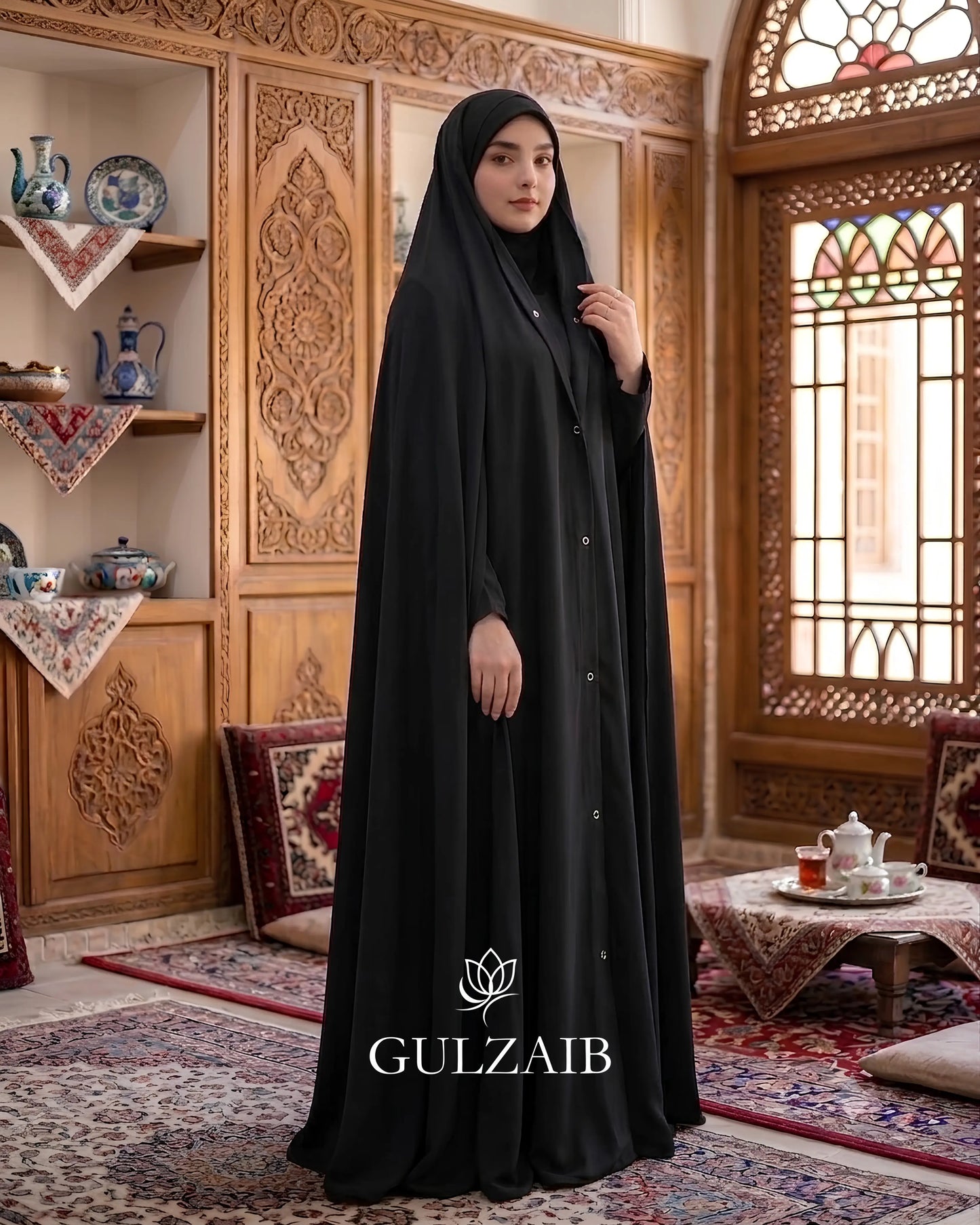 Premium Traditional Irani Chadar with Front Button by Gulzaib